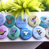 Wildflower Power Pinback Button, Magnet or Button, 1.5 Inch Button, Gardener Button, Plant Lady Pin, Nature Lover, White Trillium