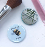 Bumbling Along, Pocket Mirror, Butterfly Button, 2.5 Inch Button, Butterfly Mirror, Nature Lover, Save the Pollinators, Gardener, Funny